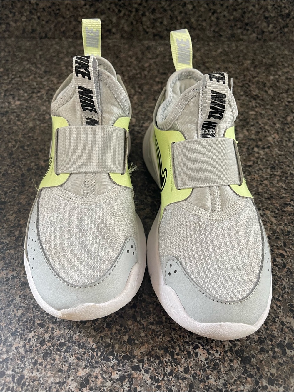 Nike Kids' Slip-On Athletic Shoes in Light Gray and Neon Yellow 11c